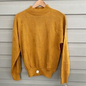 Kenneth Too vintage mustard yellow sweater acrylic NWT floral deadstock sz M